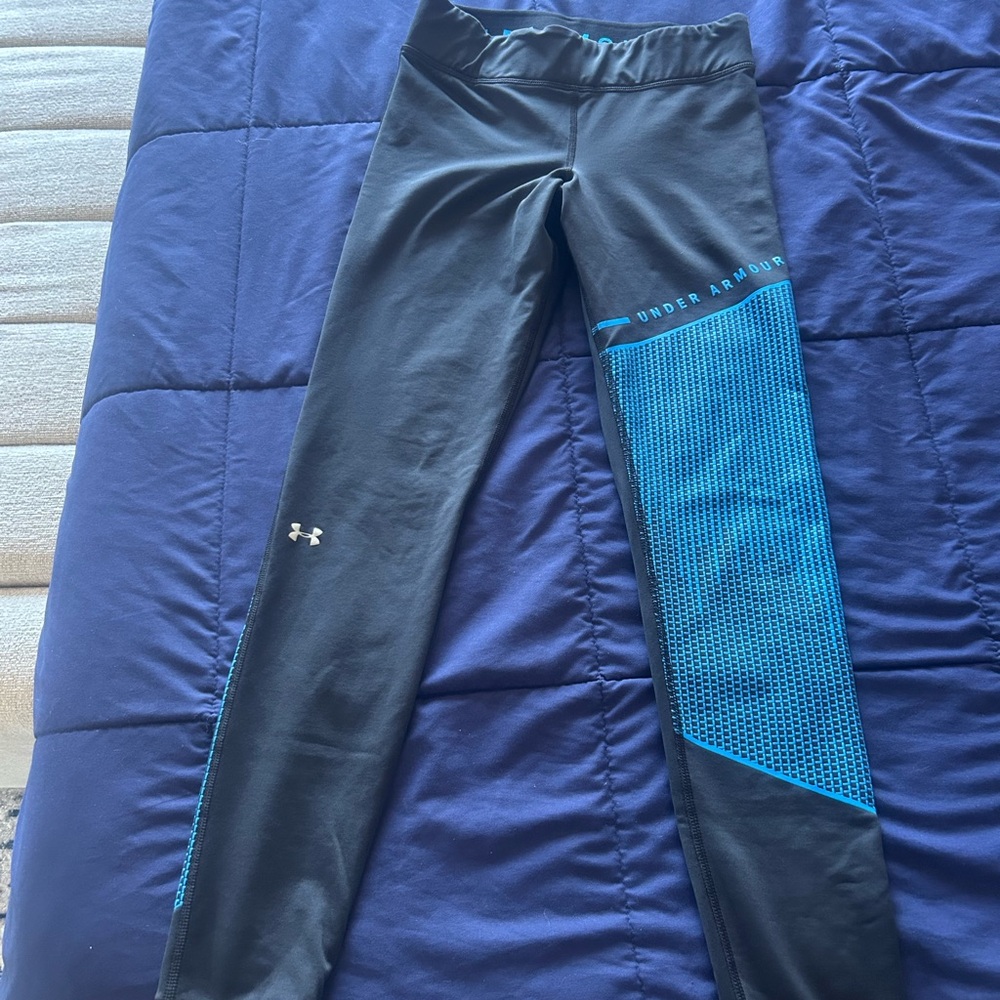 Under Armour Black Leggings with Blue Accents